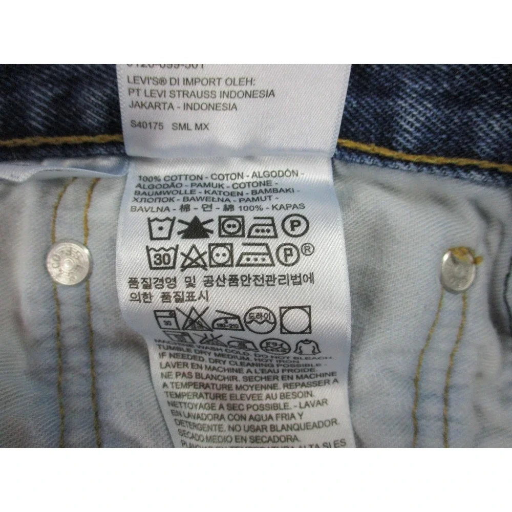 Levis 511 Jeans Mens 32x34 Blue Straight Denim Paint Splatter Button Fly Grunge